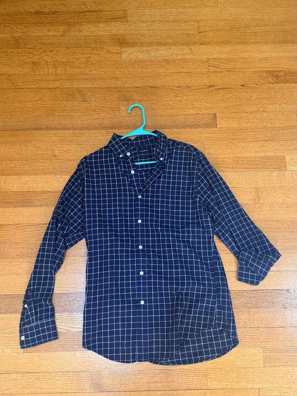 croft & barrow Navy Windowpane Button-Down Shirt